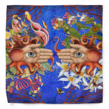 Octopus Floral Bandanna Adult/Large 22" x 22"
