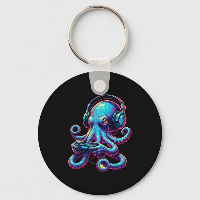 Octopus Gaming Animal Video Games Funny Octopus  Key Ring (Front)