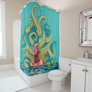 Octopus Girl Art Shower Curtain