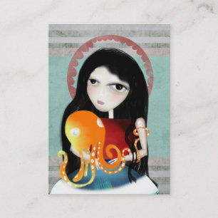 Octopus girl old new fashion business card