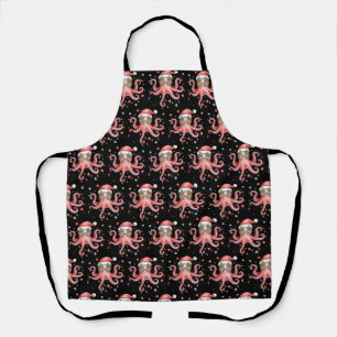 Octopus Glasses Santa Hat Christmas Light Ocean Apron
