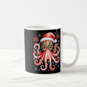 Octopus Gles Santa Hat Christmas Light Ocean Anima Coffee Mug