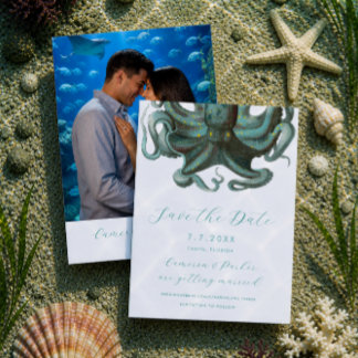 Octopus Green Aquarium Wedding Save The Date