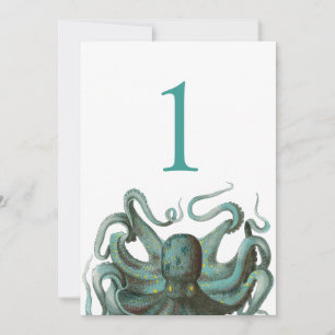 Octopus Green Aquarium Wedding Table Number