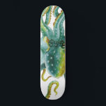 Octopus Green Tentacles Watercolor Art Skateboard<br><div class="desc">octopus art</div>