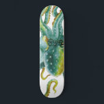 Octopus Green Tentacles Watercolor Art Skateboard<br><div class="desc">octopus art</div>