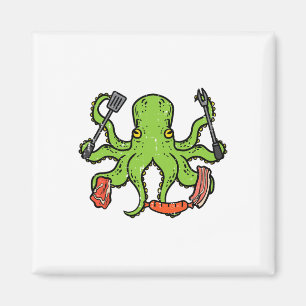 Octopus Grilling Bbq Funny Byrbecue Meat Lover Men Magnet
