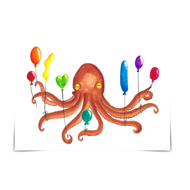 Octopus Holding Balloons Happy 8th Birthday Card (Creator Uploaded)