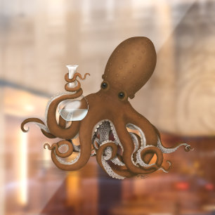 Octopus Holding Glass Flask Chemistry Steampunk