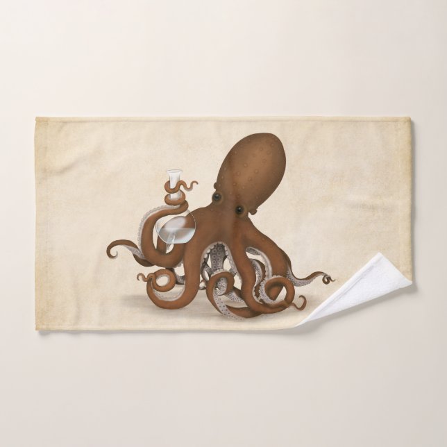Octopus Holding Glass Flask Chemistry Steampunk Bath Towel Set (Hand Towel)