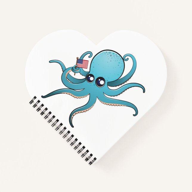 Octopus Holding The American Flag Notebook (Front)