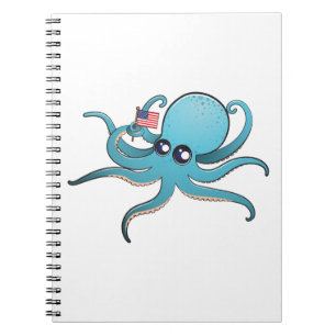 Octopus Holding The American Flag Notebook