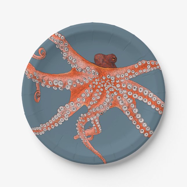 Octopus Hugs Paper Plate (Front)