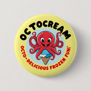 Octopus ice cream 6 cm round badge