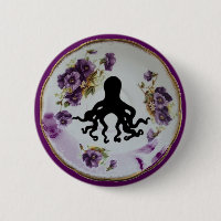 Octopus in a Teacup Saucer ~ Pin Badge Button