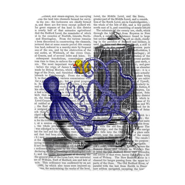 Octopus in Bath 2 Magnet (Vertical)