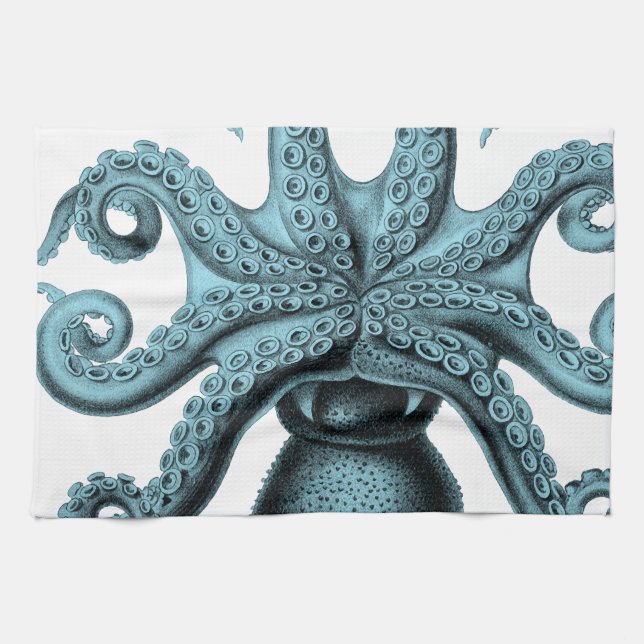 Octopus in Teal Tea Towel (Horizontal)