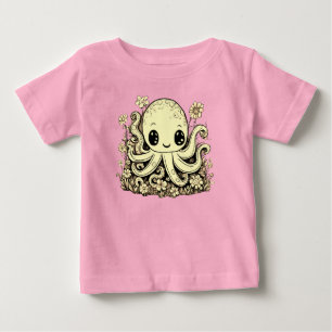 Octopus in the Flowers Cute Animal design Baby T-Shirt