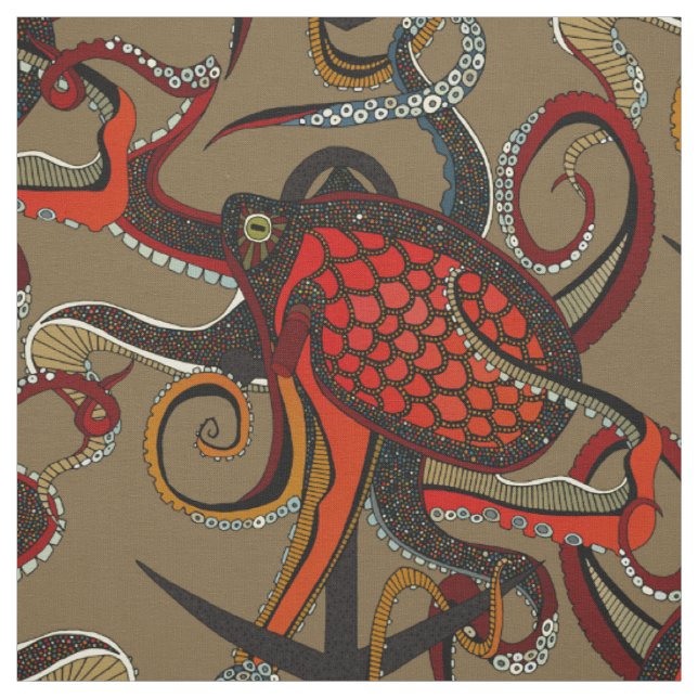octopus ink umber brown fabric (Swatch)