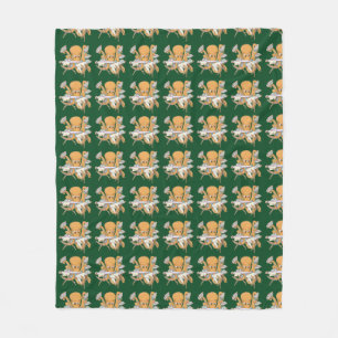 Octopus ironing, overwhelmed by chores. fleece blanket