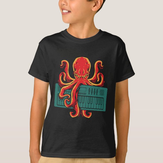 Octopus Japanese Analogue Synth Keyboard Synthesiz T-Shirt (Front)