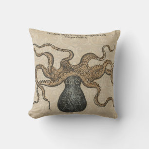 Octopus Kraken Antique Coastal Marine Wildlife Cushion