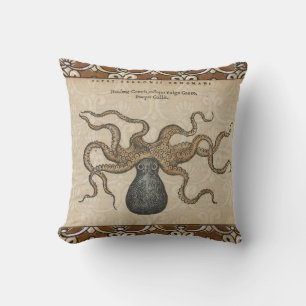 Octopus Kraken Antique Coastal Marine Wildlife Cushion