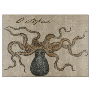 Octopus Kraken Antique Coastal Marine Wildlife Cutting Board
