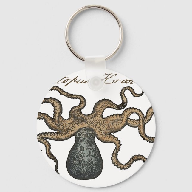 Octopus Kraken Antique Coastal Marine Wildlife Key Ring (Front)