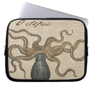 Octopus Kraken Antique Coastal Marine Wildlife Laptop Sleeve