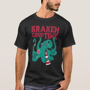 Octopus Kraken Good Time Wine T-Shirt