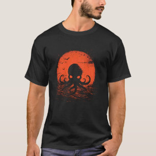 Octopus Kraken Ocean Nautical Sunset Sea Gift T-Shirt