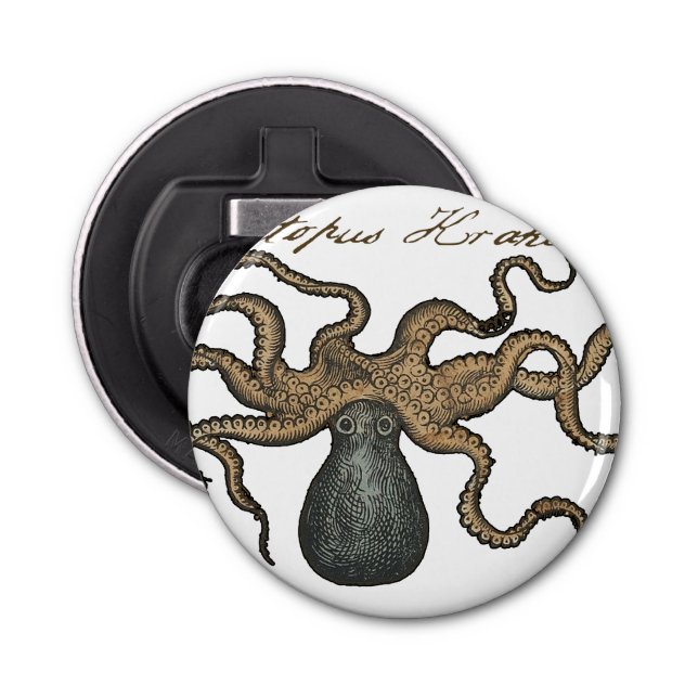 Octopus Kraken Vintage Illustration Bottle Opener (Front)
