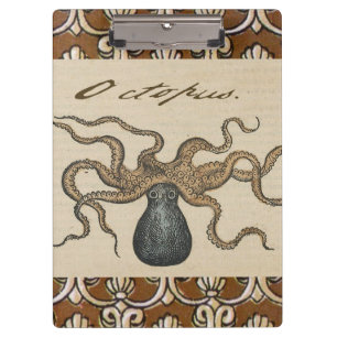 Octopus Kraken Vintage Illustration Clipboard