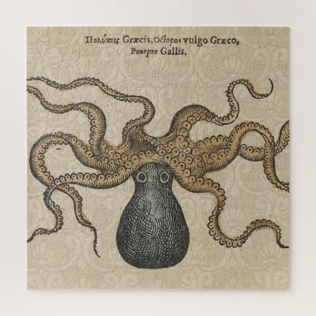 Octopus Kraken Vintage Illustration Jigsaw Puzzle (Vertical)
