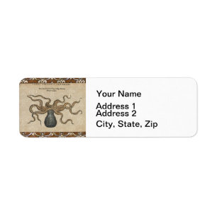 Octopus Kraken vintage scientific illustration Return Address Label
