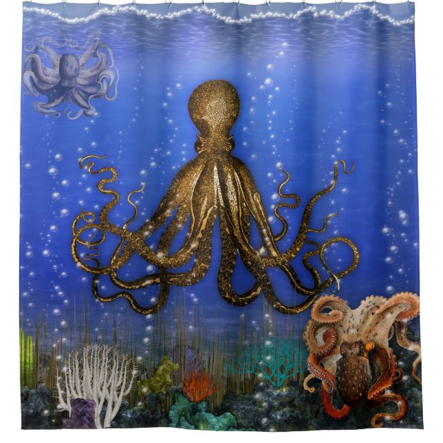 Octopus' Lair - Colourful Shower Curtain (Front)