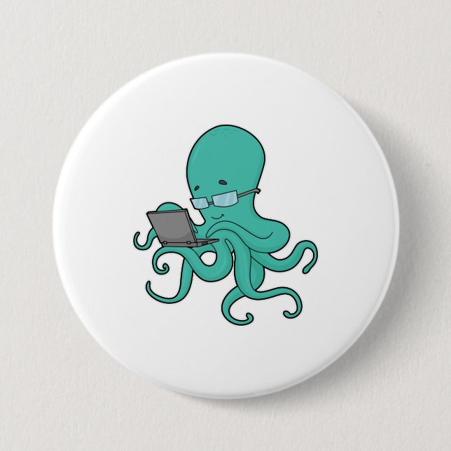 Octopus Laptop 7.5 Cm Round Badge (Front)