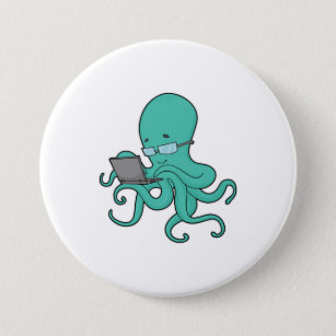 Octopus Laptop 7.5 Cm Round Badge