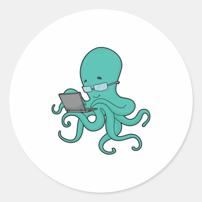 Octopus Laptop Classic Round Sticker (Front)