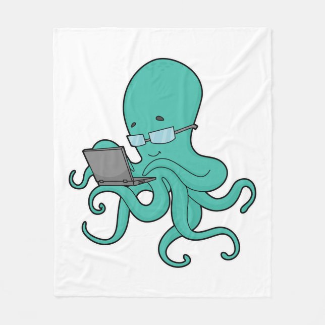 Octopus Laptop Fleece Blanket (Front)