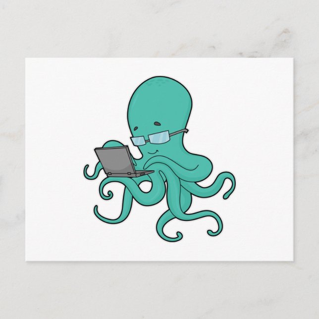 Octopus Laptop Postcard (Front)