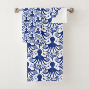 Octopus (light background) bath towel set