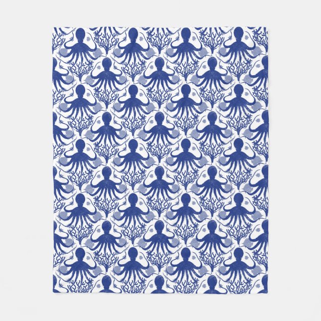 Octopus (light background) fleece blanket (Front)