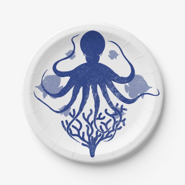 Octopus (light background) paper plate (Front)