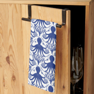 Octopus (light background) tea towel