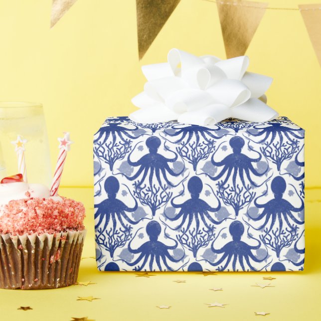 Octopus (light background) wrapping paper (Birthday Party)