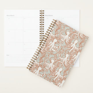 Octopus Line Art | Modern Planner (Orange & Grey)