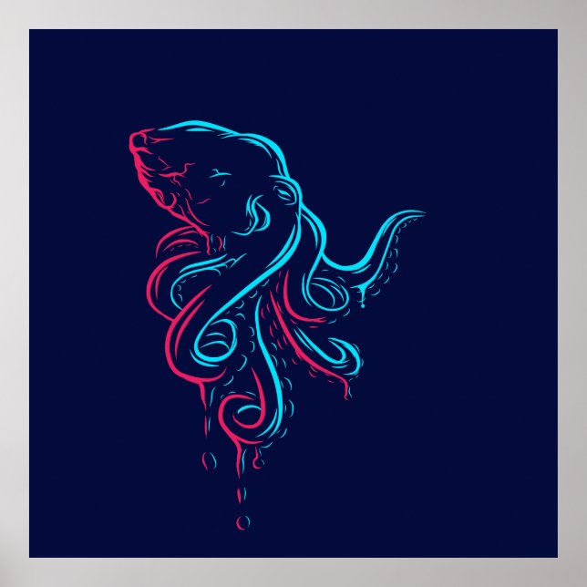  Octopus Line Pop Art Poster (Front)