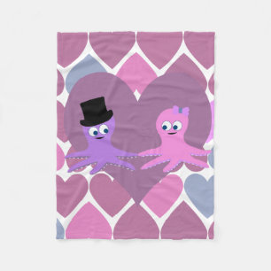 Octopus love with Heart background Fleece Blanket